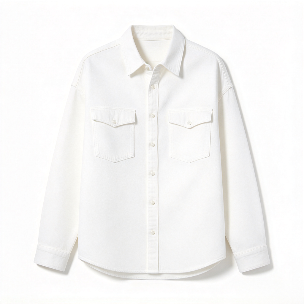 Women's White Oversized Button-Up Shirt - Chest Pocket Relaxed Fit Shirt Jacket