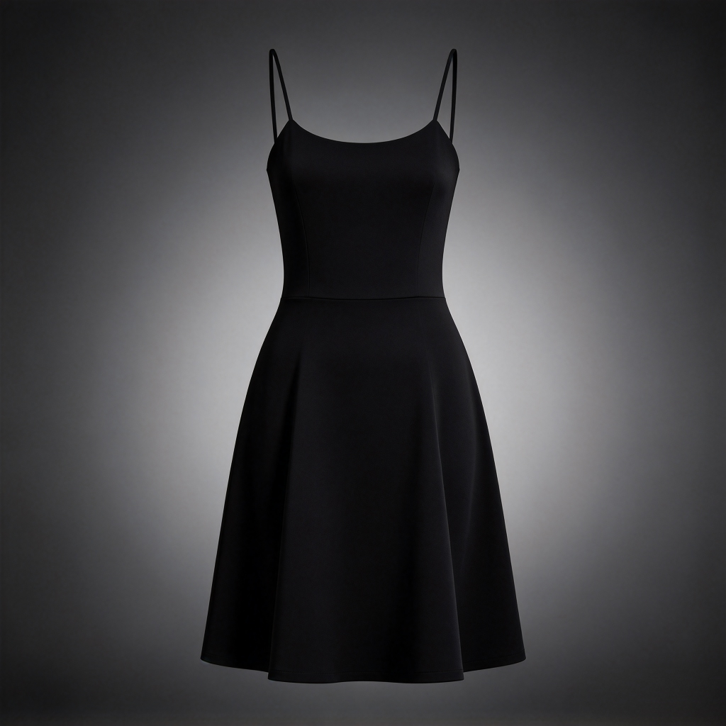 Women's Black Cami Skater Dress - Spaghetti Strap Fit and Flare Mini Dress