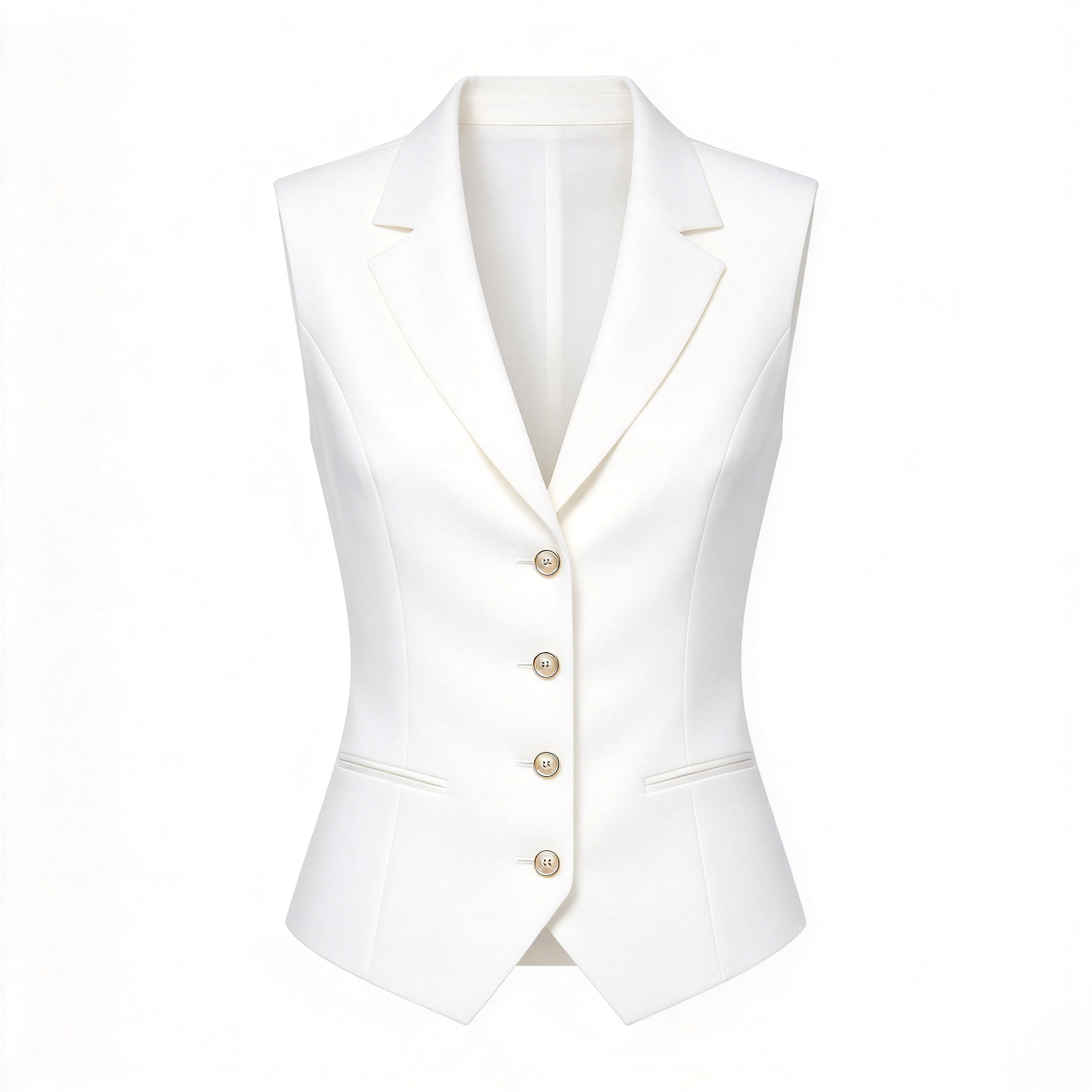 Women's White Tailored Waistcoat - Single-Breasted Fitted Suit Vest